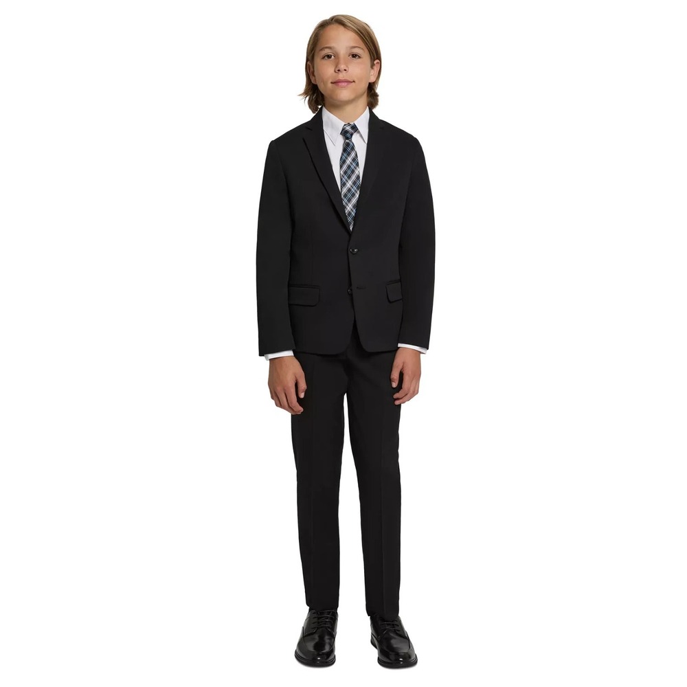 Haggar Big Boys 4 Piece Suit Set Pants‎ Jacket - Black / White Size 14